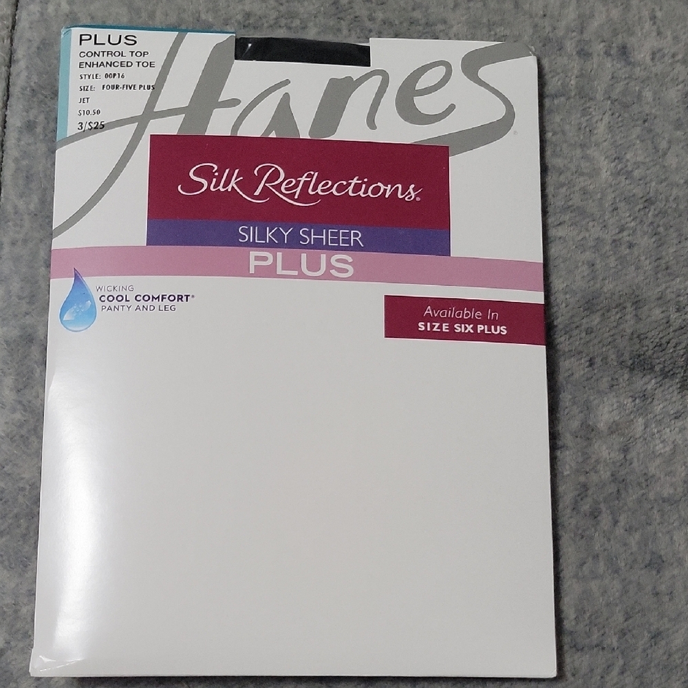 4 Hanes Silk Reflections Silky Sheer Plus Size Four-Five Plus Jet Black